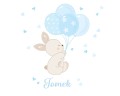 Naklejki na ścianę z imieniem dziecka rozmiar XXXL królik z niebieskim balonikiem