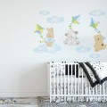 Naklejki na ścianę z imieniem dziecka rozmiar XXXL niebieskie chmurki