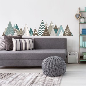 Pastelowe skandynawskie naklejki na ścianę GÓRY brązowe