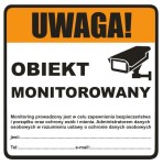 Naklejka 15x15cm OBIEKT MONITOROWANY monitoring  RODO