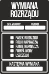 50szt naklejki serwisowe WYMIANA ROZRZĄDU naklejka 9x6cm do wymiany