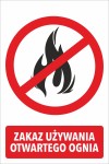 Naklejka ZAKAZ UŻYWANIA OTWARTEGO OGNIA naklejki 30x20cm znak