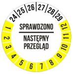 50szt Naklejki Inspekcyjne naklejka Inspekcja Przegląd 30mm ŻÓŁTE
