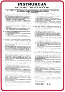 Naklejka znak BHP Instrukcja przeciwpożarowa ogólna 30x20cm