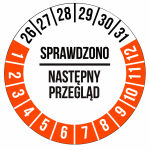 50szt Naklejki Inspekcyjne naklejka Inspekcja Przegląd 30mm CZERWONE
