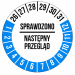 50szt Naklejki Inspekcyjne naklejka Inspekcja Przegląd 30mm NIEBIESKIE