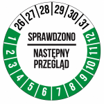 50szt Naklejki Inspekcyjne naklejka Inspekcja Przegląd 30mm ZIELONE