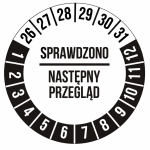 50szt Naklejki Inspekcyjne naklejka Inspekcja Przegląd 30mm CZARNE