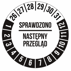 50szt Naklejki Inspekcyjne naklejka Inspekcja Przegląd 30mm CZARNE
