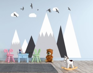 Naklejki na ścianę GÓRY szerokość 2m jasny szary