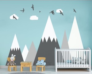 Naklejki na ścianę GÓRY szerokość 2m szary 