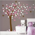 Naklejka na ścianę drzewo szare z kolorowymi płatkami rozmiar XXL