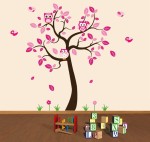 Naklejka na ścianę drzewo brązowo różowe rozmiar XXL 