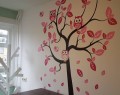 Naklejka na ścianę drzewo brązowo różowe rozmiar XXL