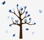 Naklejka na ścianę drzewo brązowe z sowami rozmiar XXL 