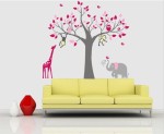 Naklejka na ścianę drzewo i zwierzęta rozmiar XXL 