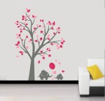 Naklejka na ścianę drzewo i słonie rozmiar XXL 