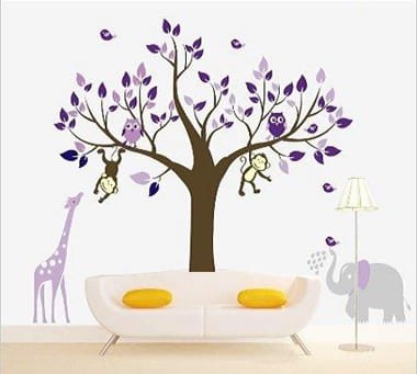 Naklejka na ścianę drzewo i żyrafa rozmiar XXL