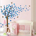 Naklejka na ścianę drzewo z niebieskimi liśćmi rozmiar XXL
